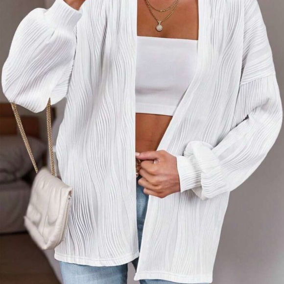 White Ribbed Cardigan - Picture 4 of 6